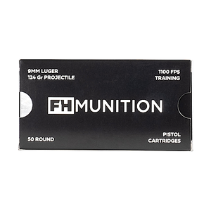 FH MUNITION MATCH AMMO, 9mm 124 Grain FMJ, 50 Rounds