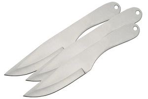 PERFECT POINT 8" SELF DEFENSE HEAVY DUTY 3 PIECE THICK SILVER THROWING KNIVES SET