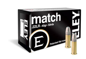 ELEY MATCH EPS 22 LR AMMUNITION 40 Gr FLAT-NOSE