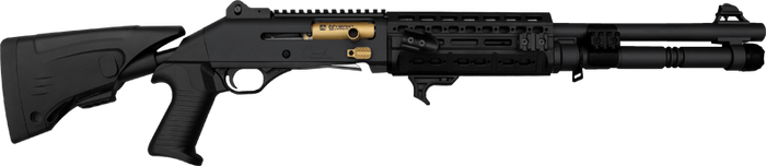 CANUCK ELITE TACOP, SEMI-AUTO SHOTGUN, 18.60" 12GA CHROME LINED BBL, TACTICAL BLACK/GOLD (IN STOCK NOW!)