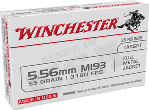 Ammunition Rifle: WINCHESTER 5.56x45MM, 55gr FMJ -20 in box