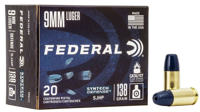 Ammunition Handgun: Federal S9SJT1 Syntech Defense 9mm 138 gr Segmented Hollow Point