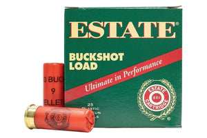 Ammunition Shotgun: Estate 12 Ga, 2 3/4", 00 Buckshot, 9 Pellets, Case 250 Rrds